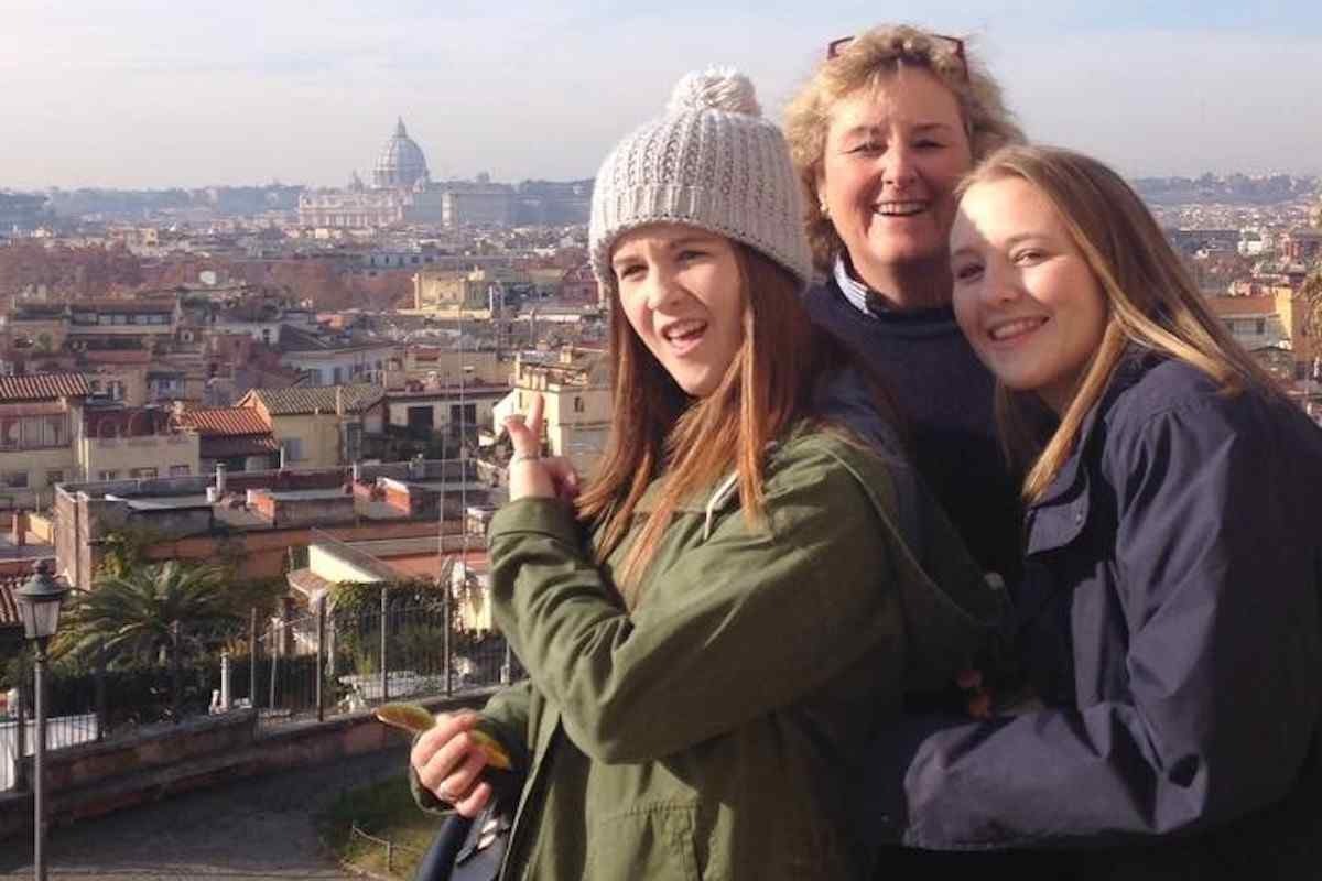 Jacki with her daughters Madi and Beck in Rome
